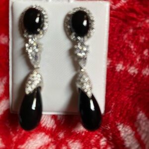 Elegant Black and Silver Drop Earrings